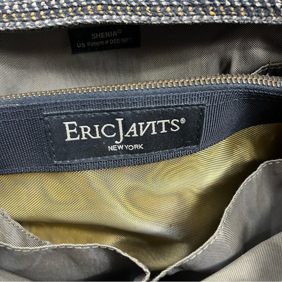 Eric Javits Purse Shenia Squishee Brown Gold Metallic Woven Tote Bag Fall - Picture 12 of 14